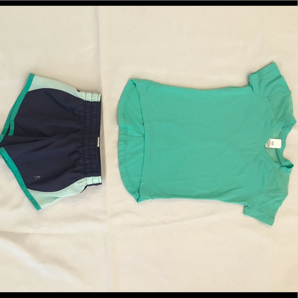 Zella Girl Mint Green Top with Navy Shorts